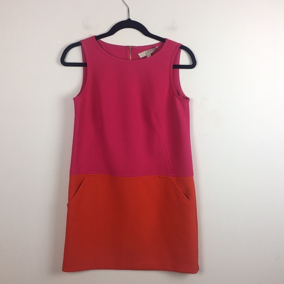 pink and orange colorblock dress
